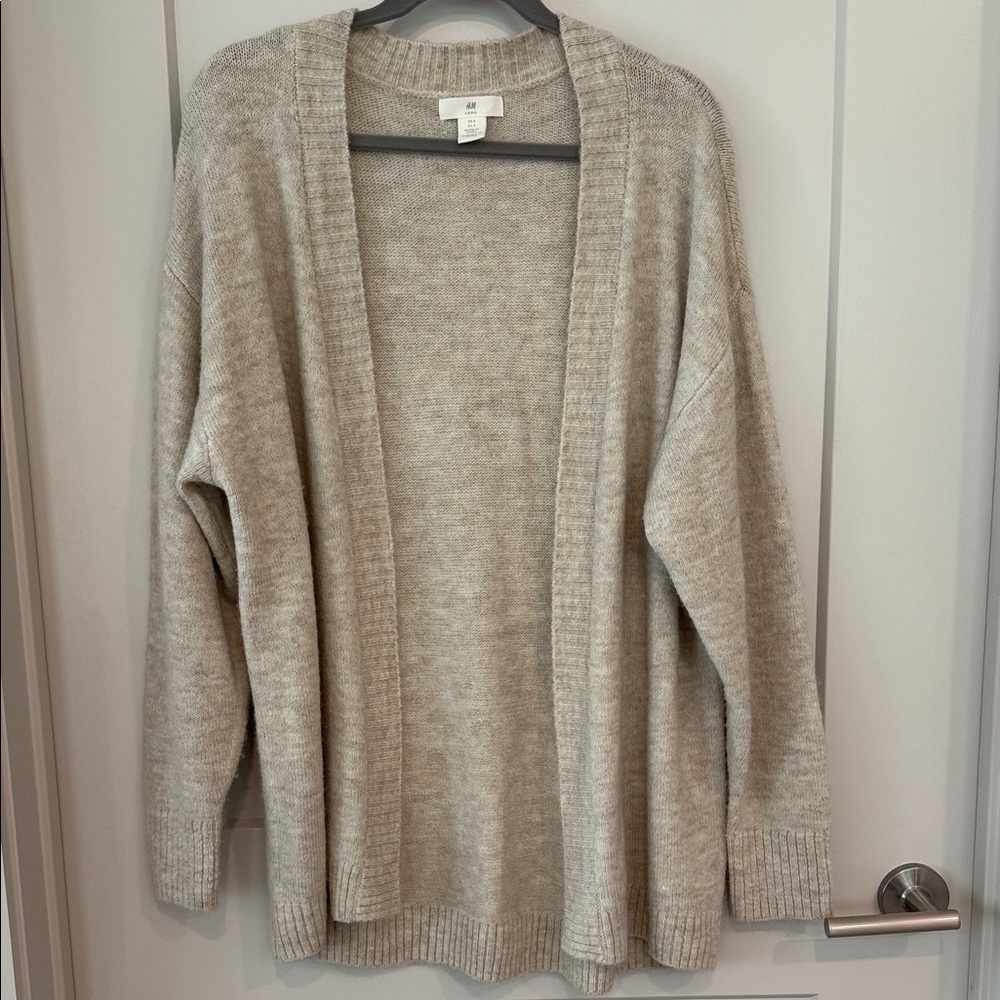 H&M Beige/Cream Open-Front Long Cardigan